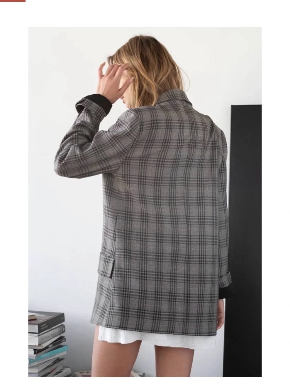 Free People Ashby Plaid Double Breasted Blazer Medium - like new